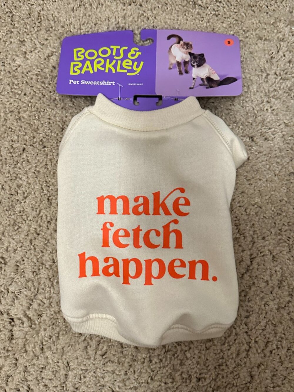 Make Fetch Happen Dog Sweatshirt Hoodie - Boots & Barkley™ S NWT